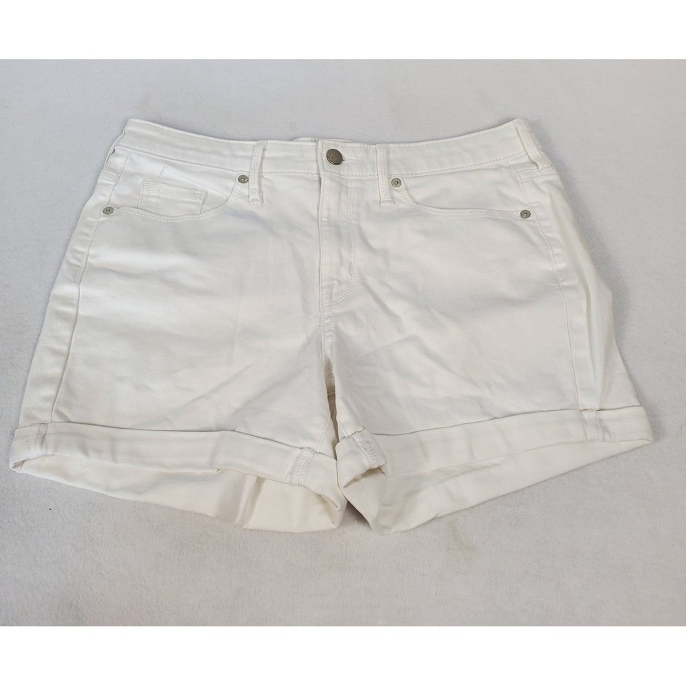 Mossimo Denim Womens High Rise Midi White Power Stretch Jean Shorts Size 8 29W